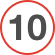 the number ten with a circle around it